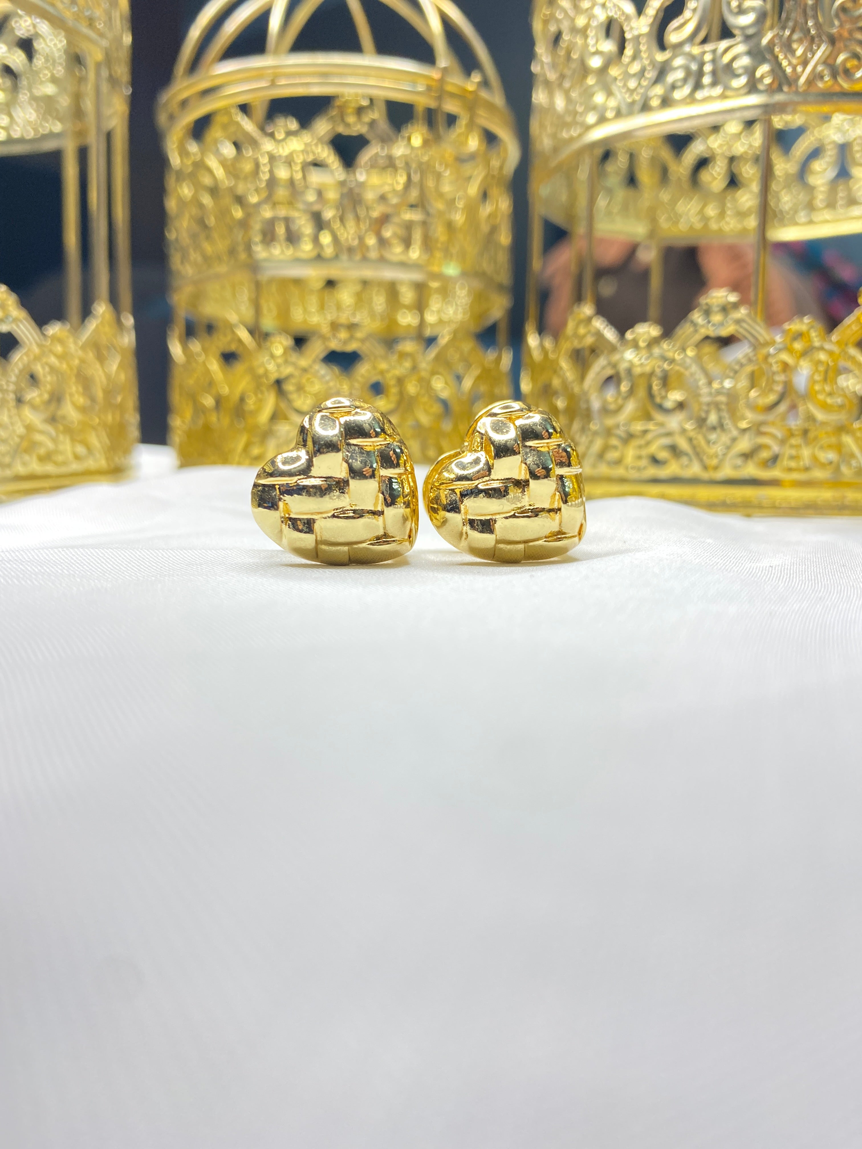 Double-Sided Gold-Plated Earrings – Heart & Square Designs