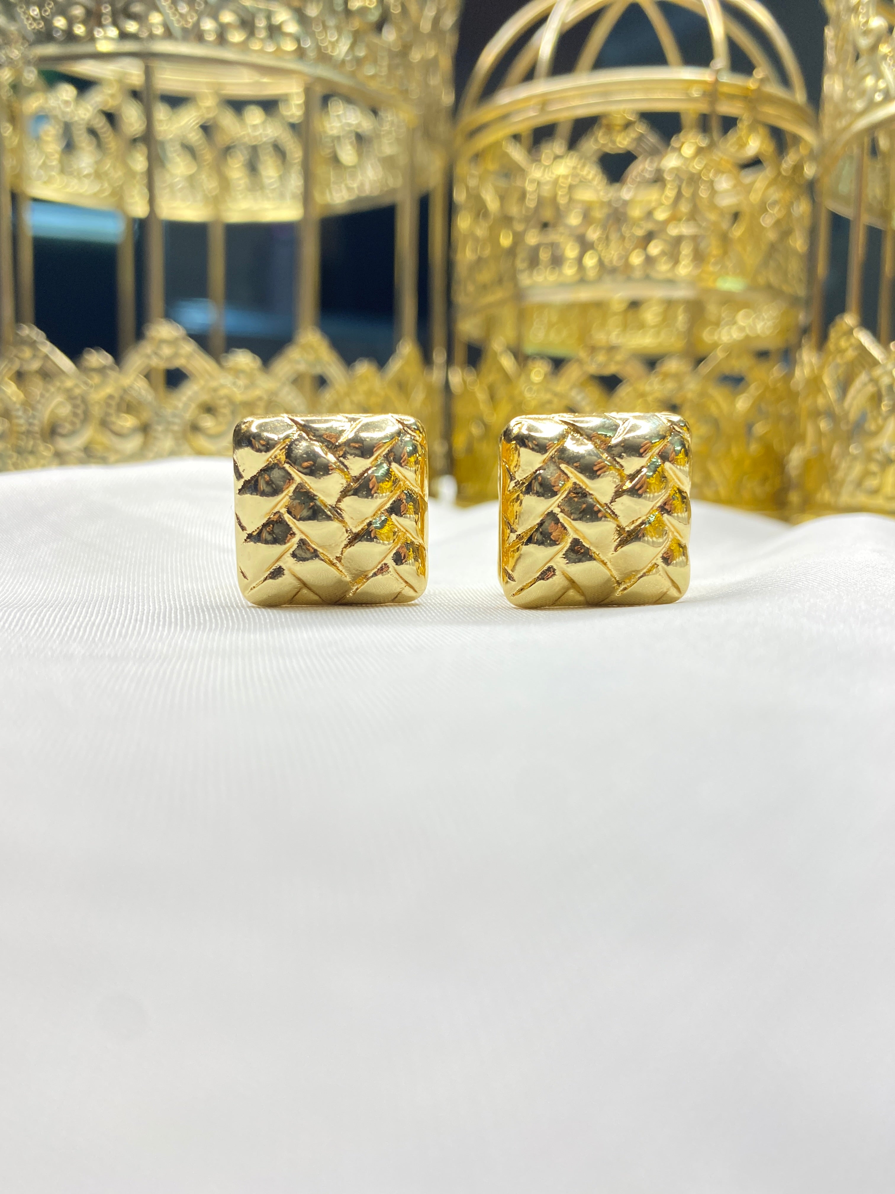 Double-Sided Gold-Plated Earrings – Heart & Square Designs