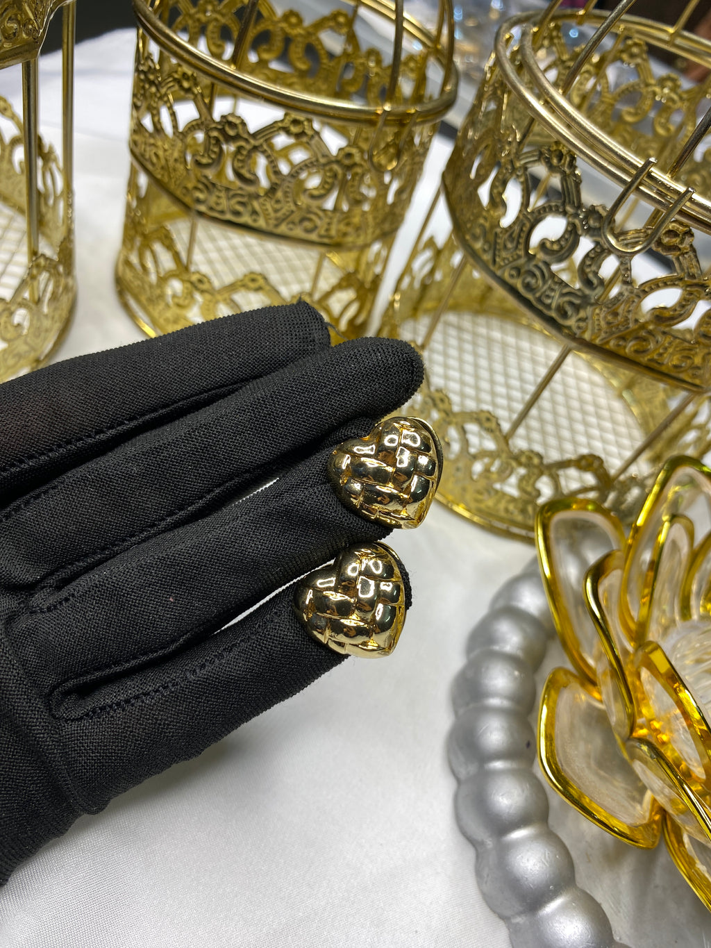 Double-Sided Gold-Plated Earrings – Heart & Square Designs