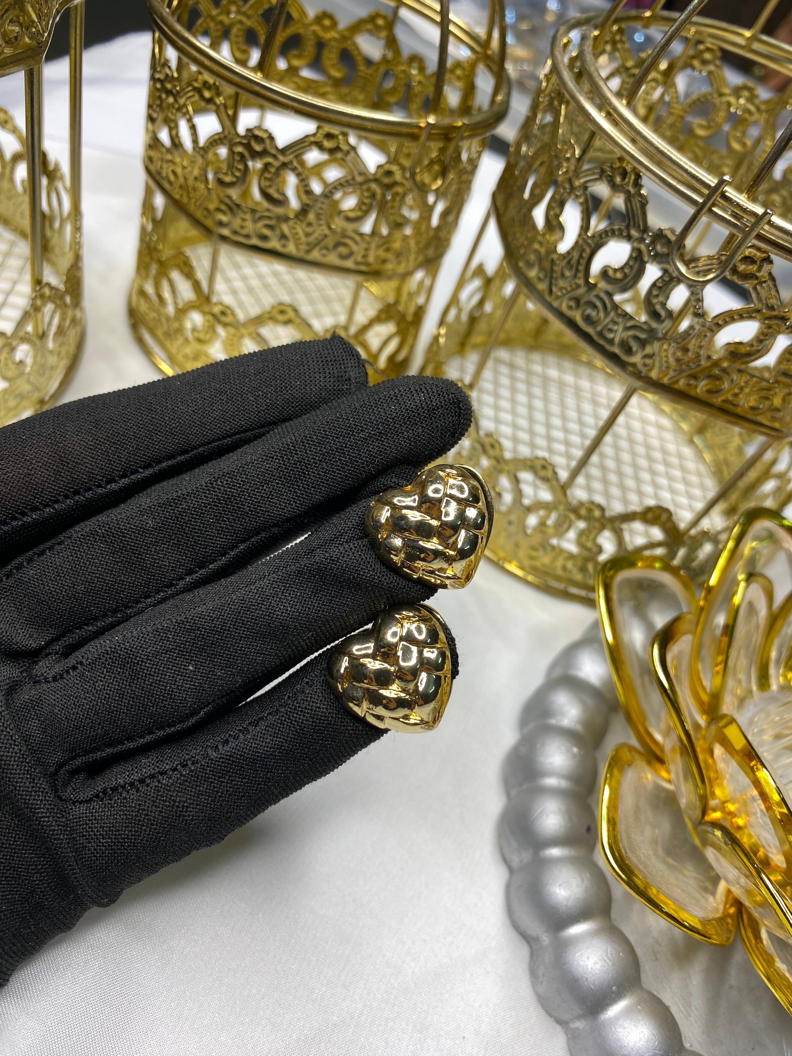 Double-Sided Gold-Plated Earrings – Heart & Square Designs