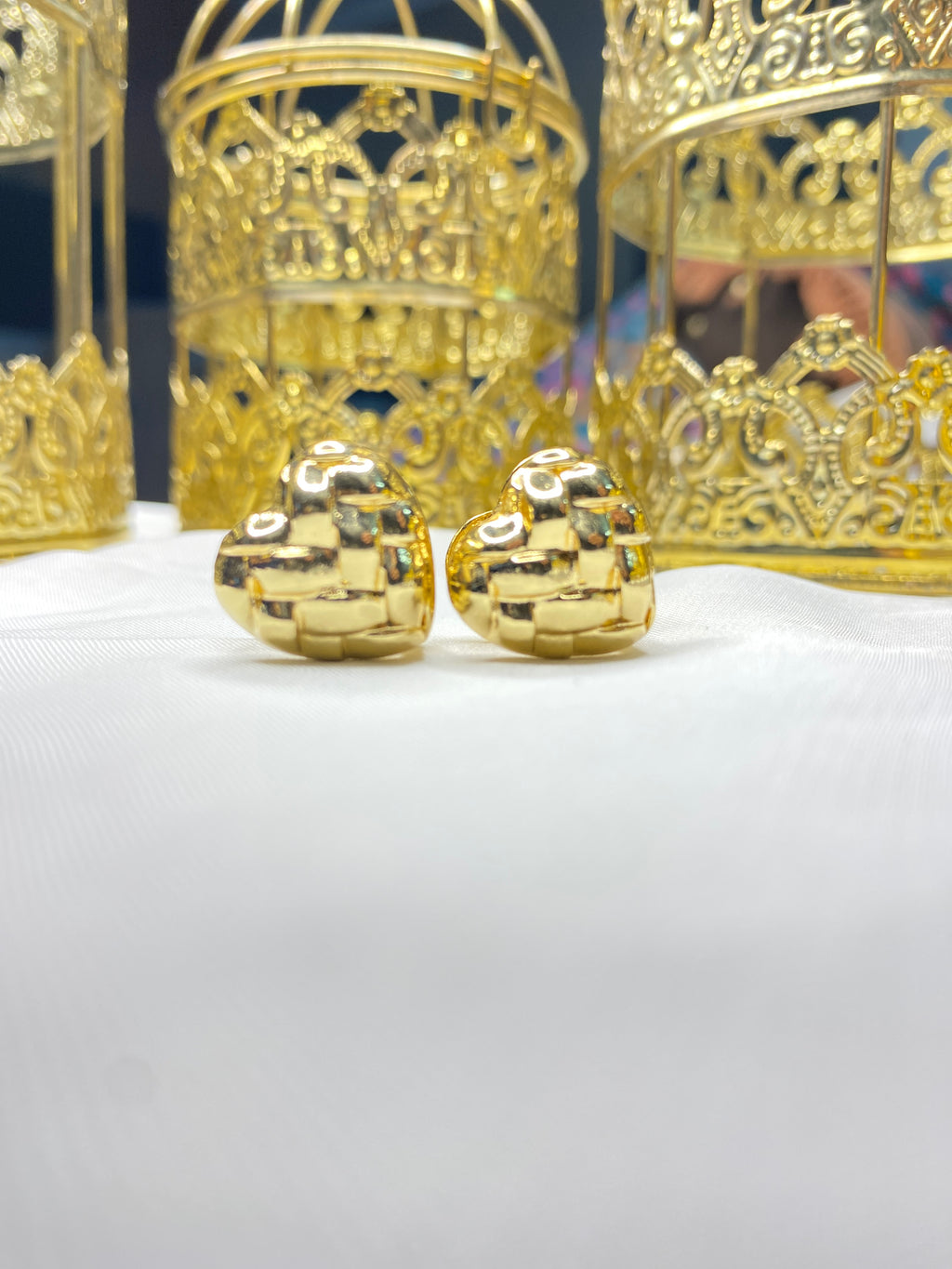 Double-Sided Gold-Plated Earrings – Heart & Square Designs