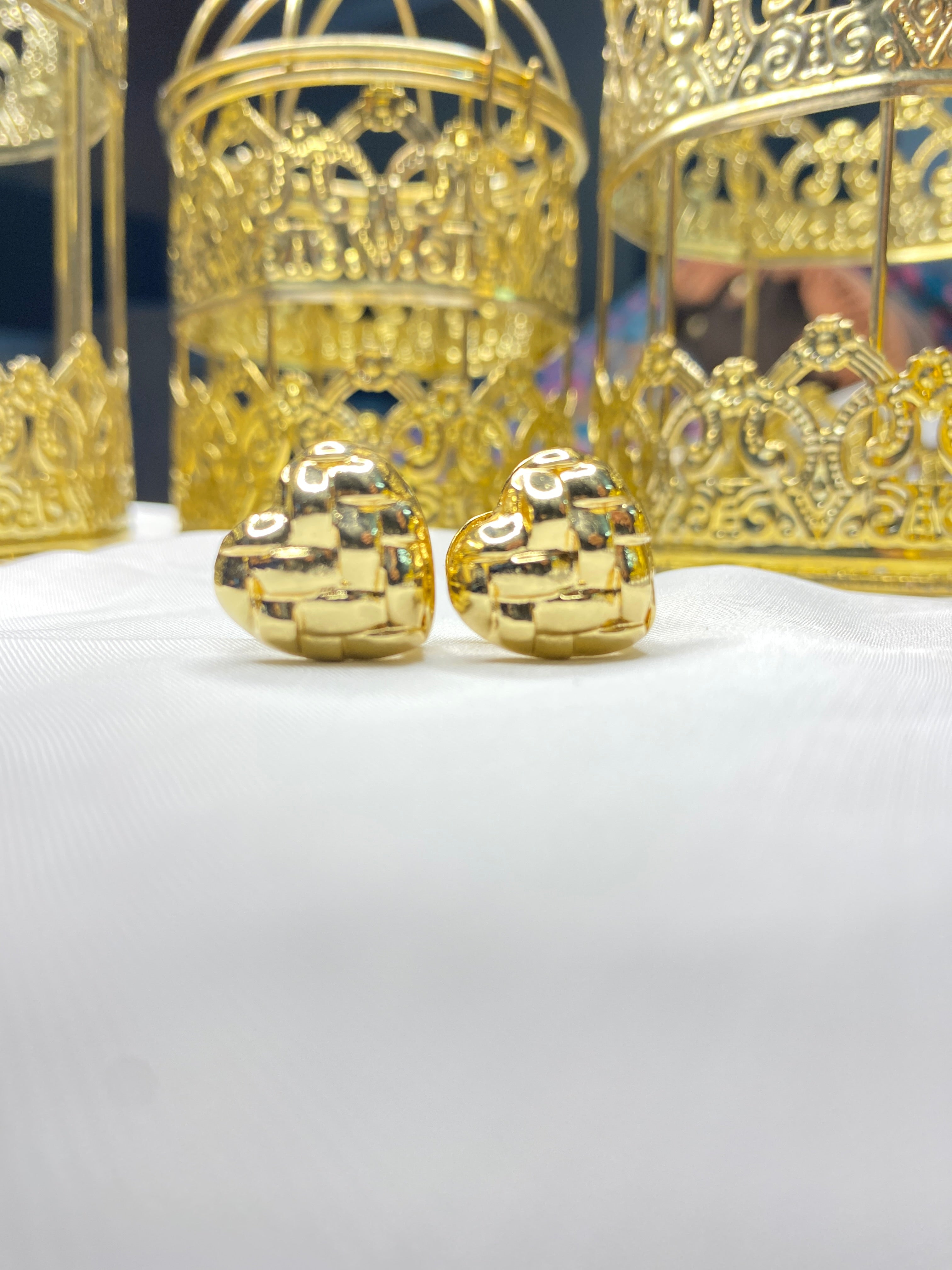 Double-Sided Gold-Plated Earrings – Heart & Square Designs